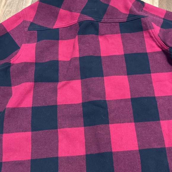 Orvis Womens Small Fuchsia Plaid Flannel Fleece Lined Snap Button Shirt Shacket - Picture 4 of 12